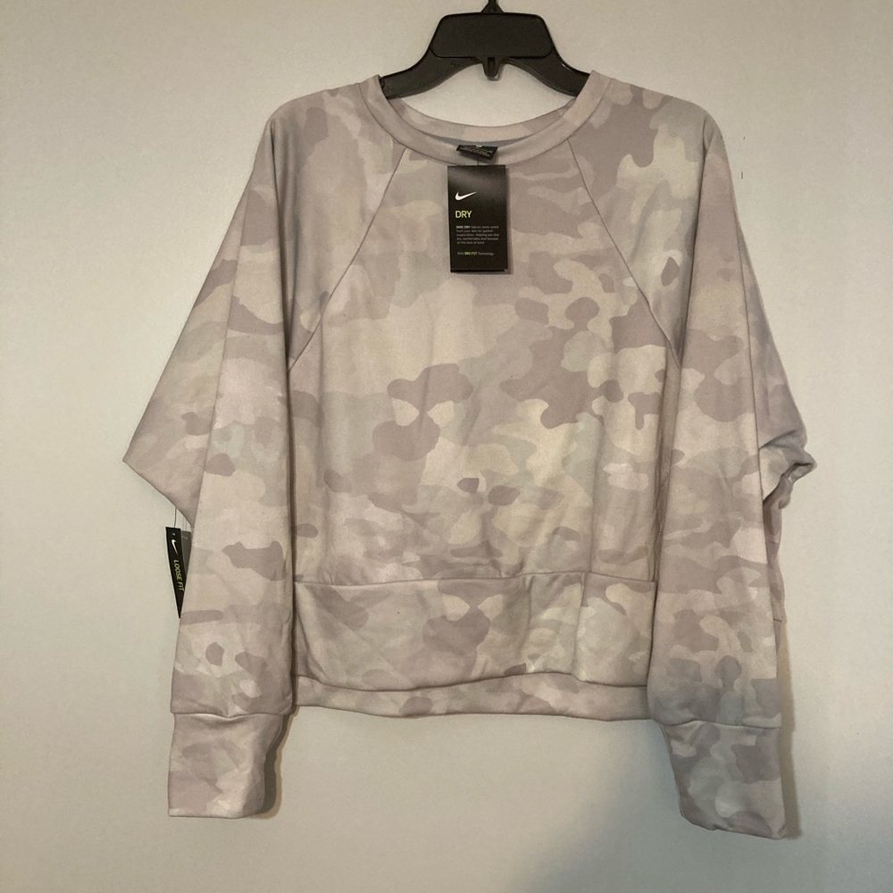 Nike Women's Dri-FIT Grey/Multi Fleece Camo Top